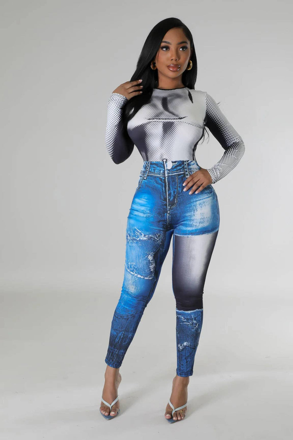 Denim Illusion Jumpsuit: M