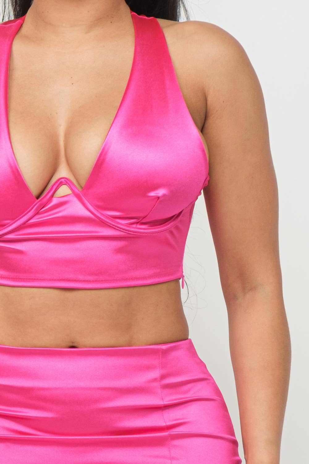 Open Front Wire Detail Top And Skirt Set: Lime / 2-2-2 (S-M-L)