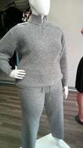 Quarter Zip Knit Sweater Two-Piece Set