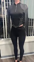 Metallic Cropped Corset Topped Two-Piece Set